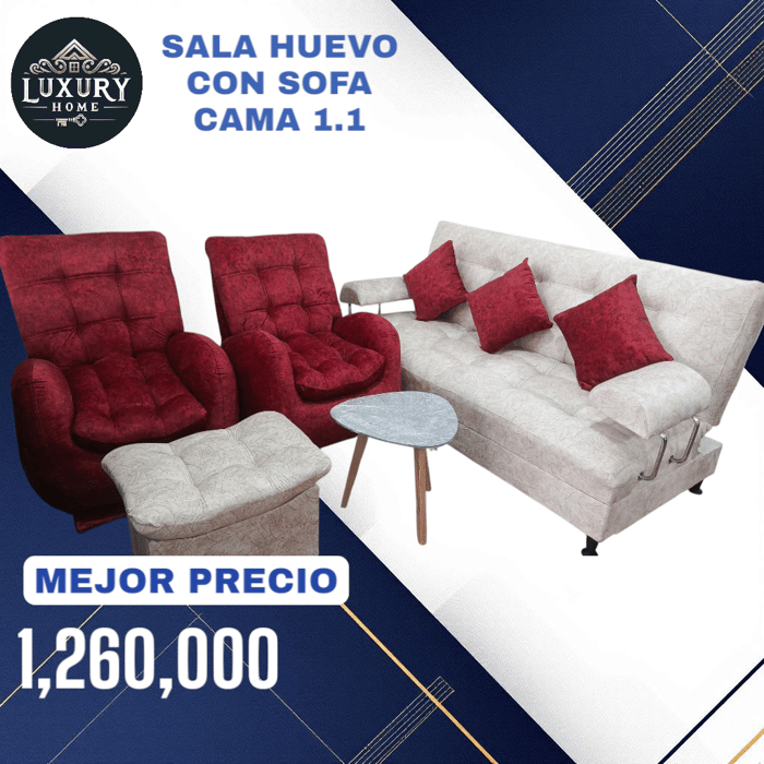 1.260.000 COP-SALA ESTILO HUEVO CON SOFA CAMA 1.1