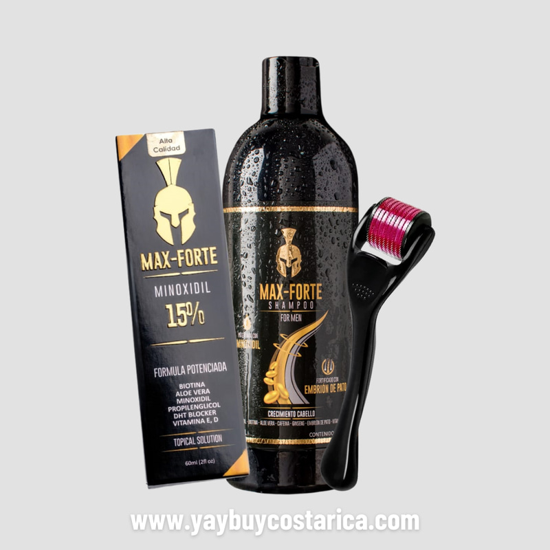 Kit Max-Forte | 1 Minoxidil 15% + Shampoo + Dermaroller 