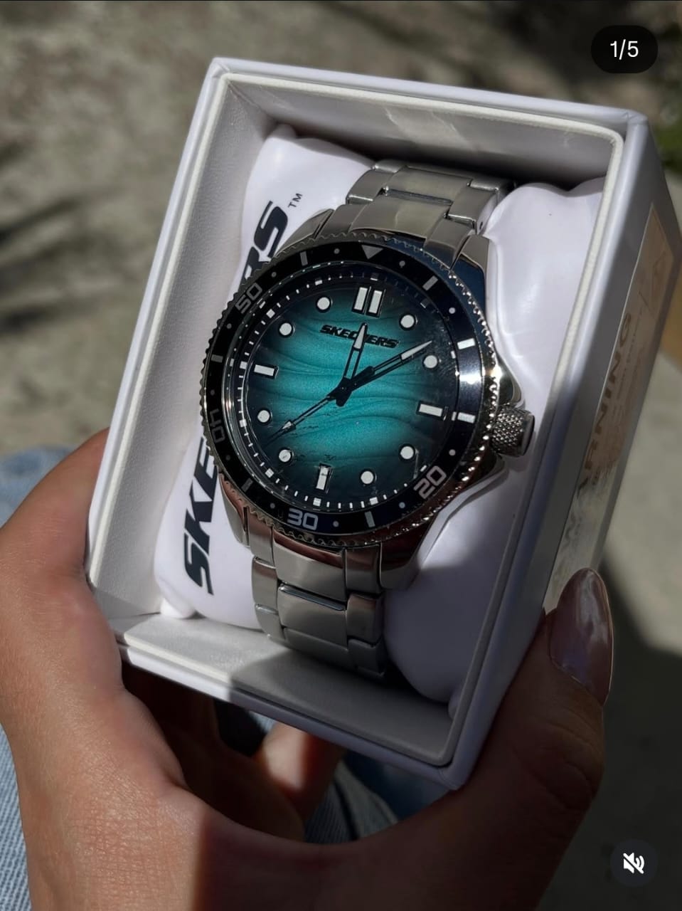 Reloj Skechers de acero con esfera azul turquesa